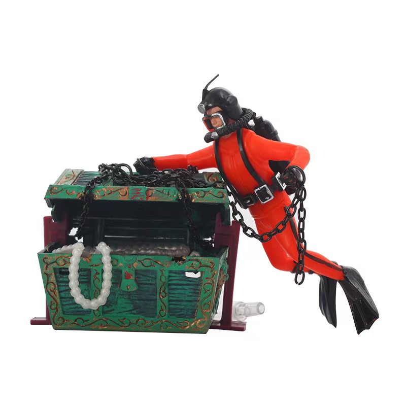 Fish Toy In Aquarium - Treasure Frogman Aquarium Ornament World of