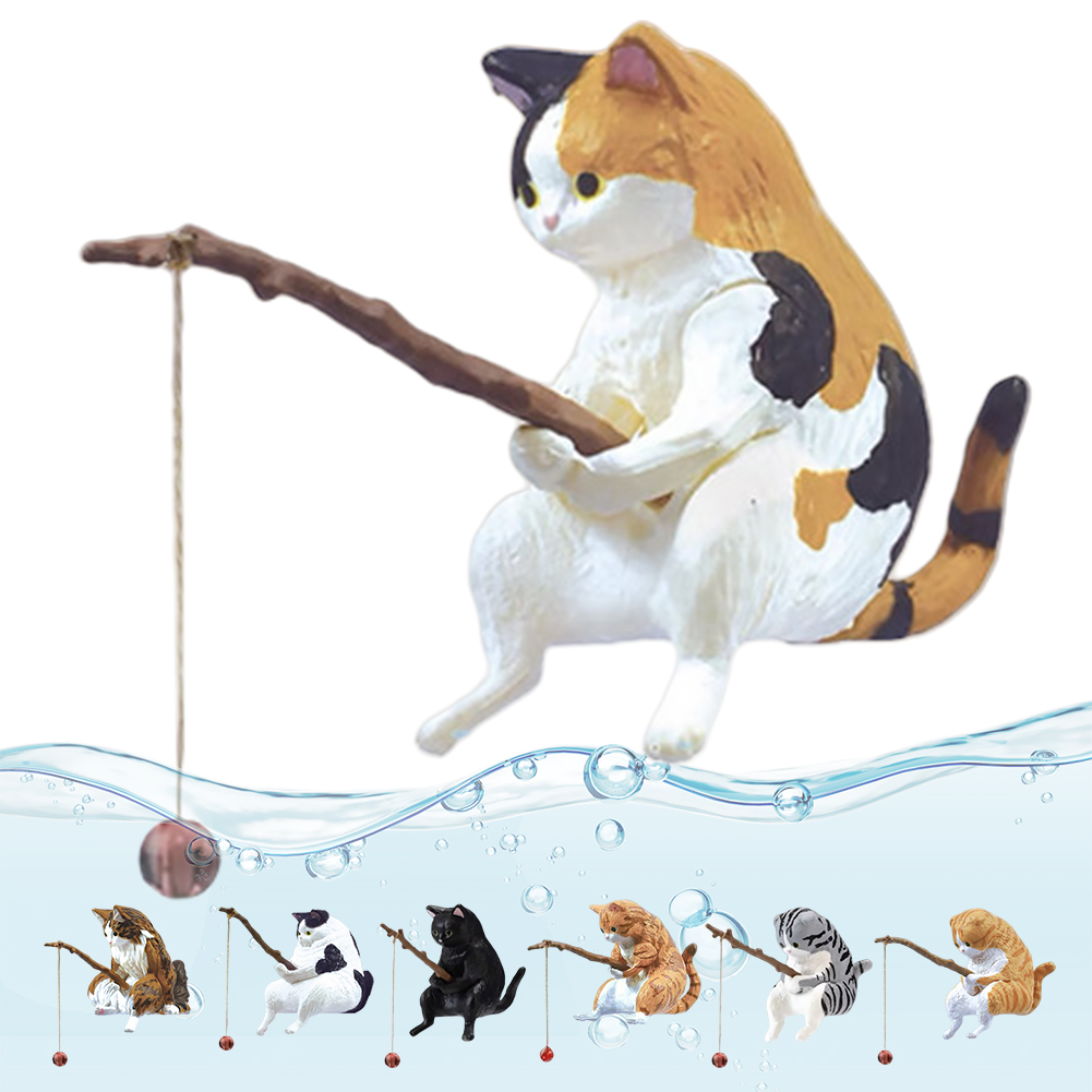 Cute Fishing Cat Figure Fish L - Fish Toy In Aquarium recension och pris
