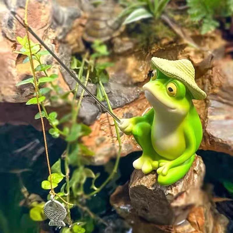 Cartoon Resin Frog Figurine Cr - Aquarium Fish Guppy recension och pris