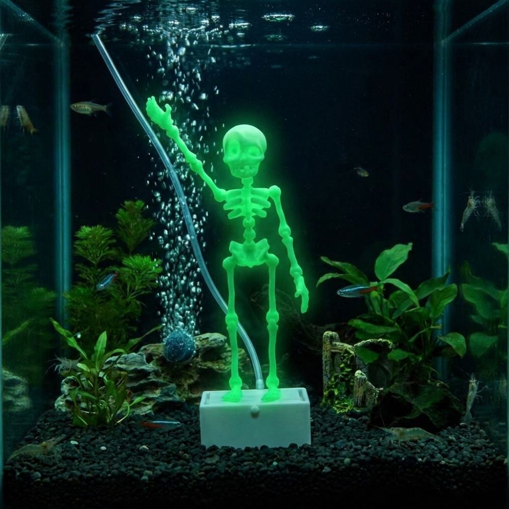 Air Pump Driven Dancing Skelet - Aquarium Fish That Glow In The Dark recension och pris