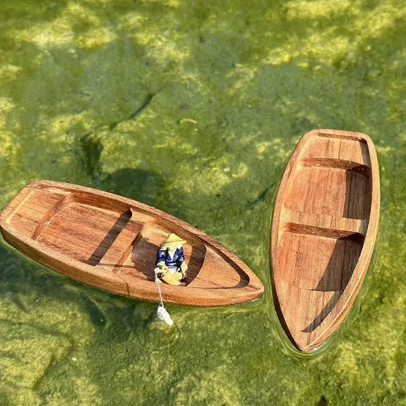 Handmade Wooden Boat Mini Floa - Aquarium Fish Tank Price recension och pris