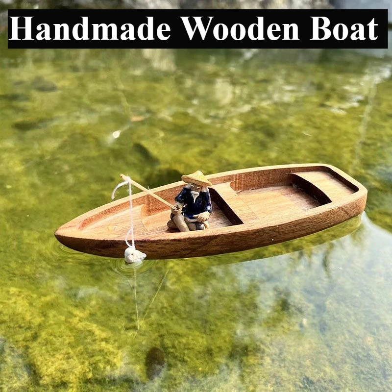 Handmade Wooden Boat Mini Floa - Aquarium Fish Tank Price recension och pris