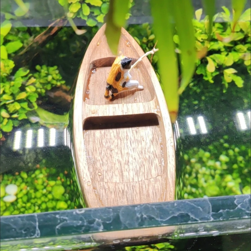 Handmade Wooden Boat Mini Floa - Aquarium Fish Tank Price recension och pris