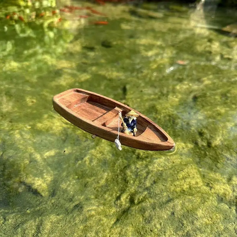 Handmade Wooden Boat Mini Floa - Aquarium Fish Tank Price recension och pris