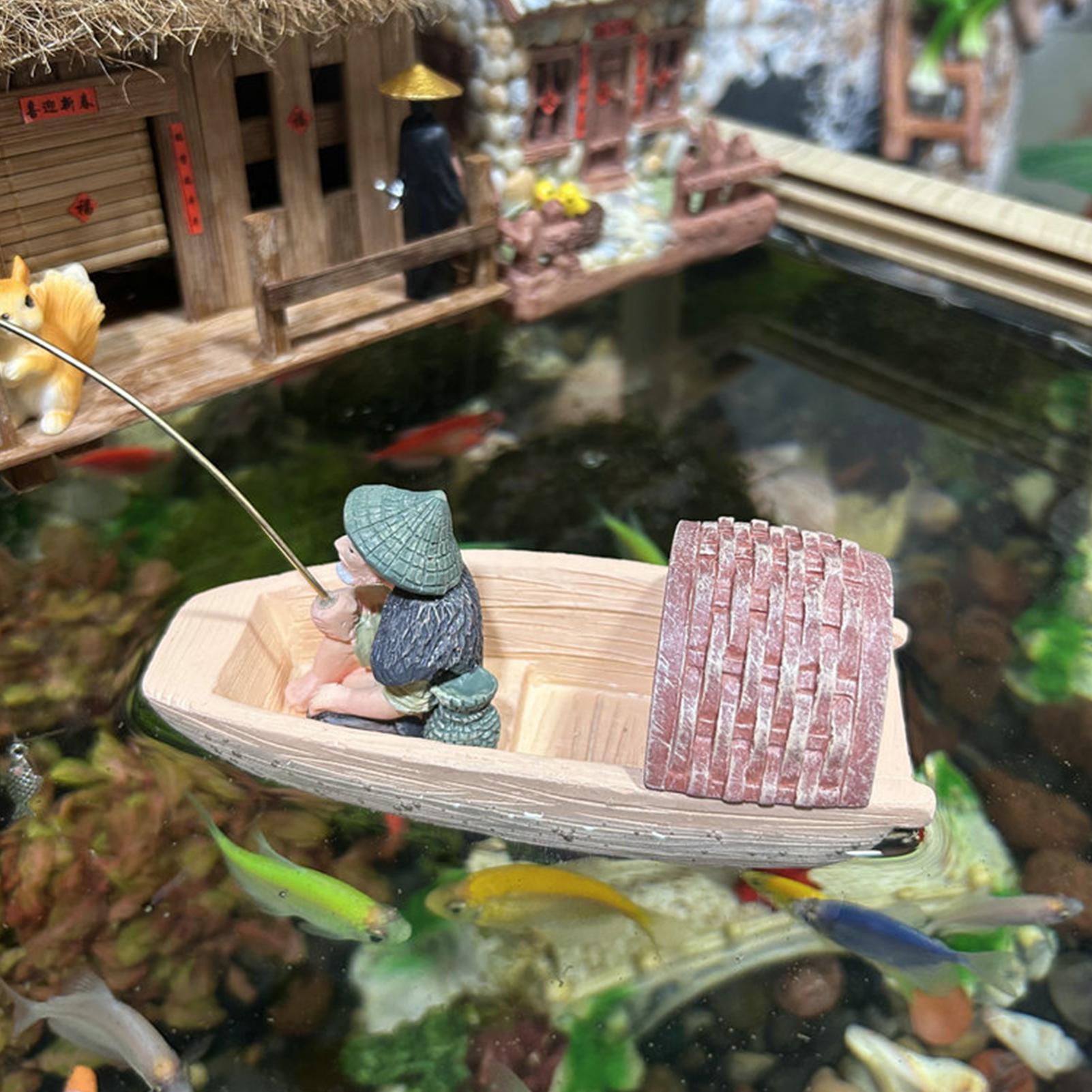 Resin Floating Fisherman Boat  - Aquarium Fish Tank Price recension och pris
