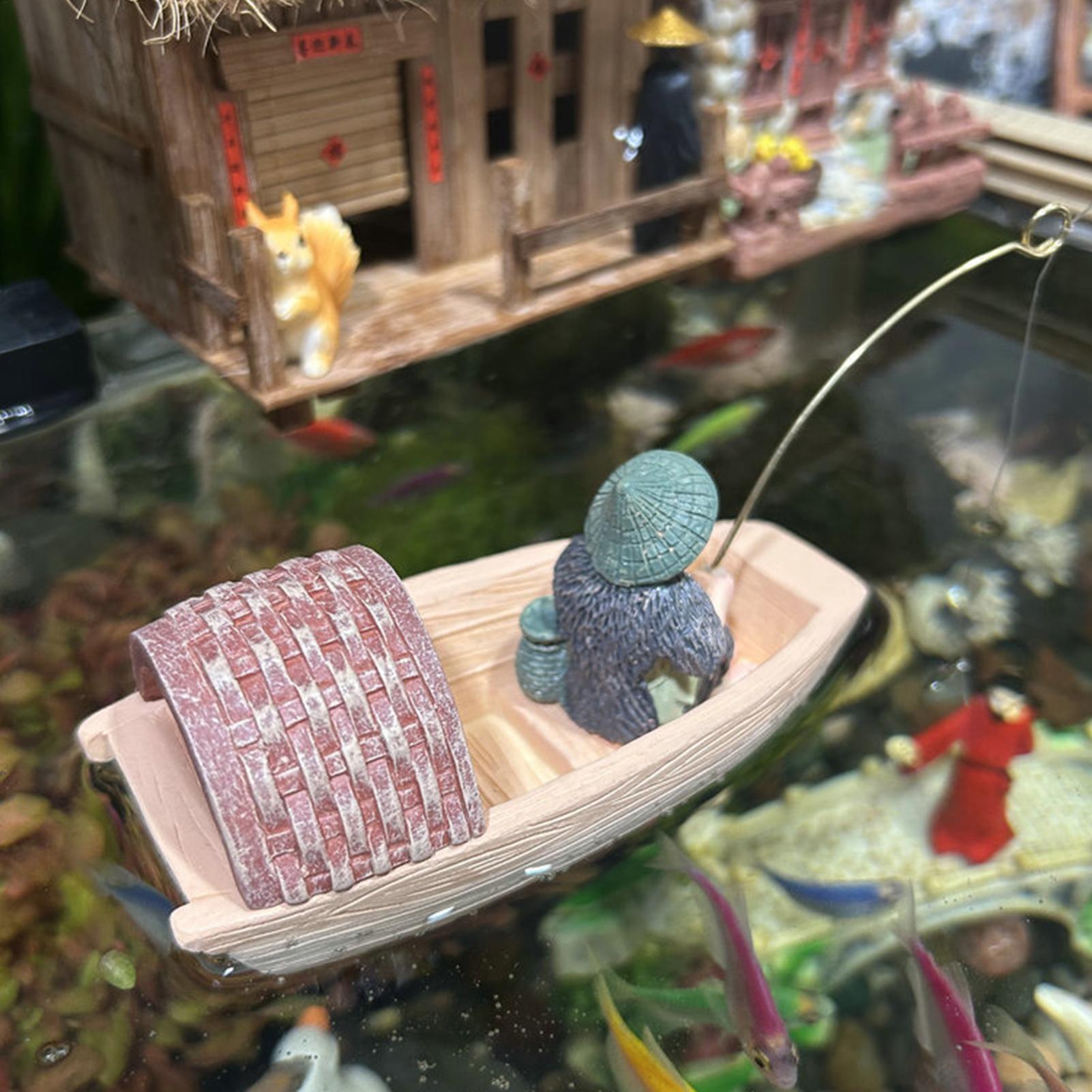 Resin Floating Fisherman Boat  - Aquarium Fish Tank Price recension och pris